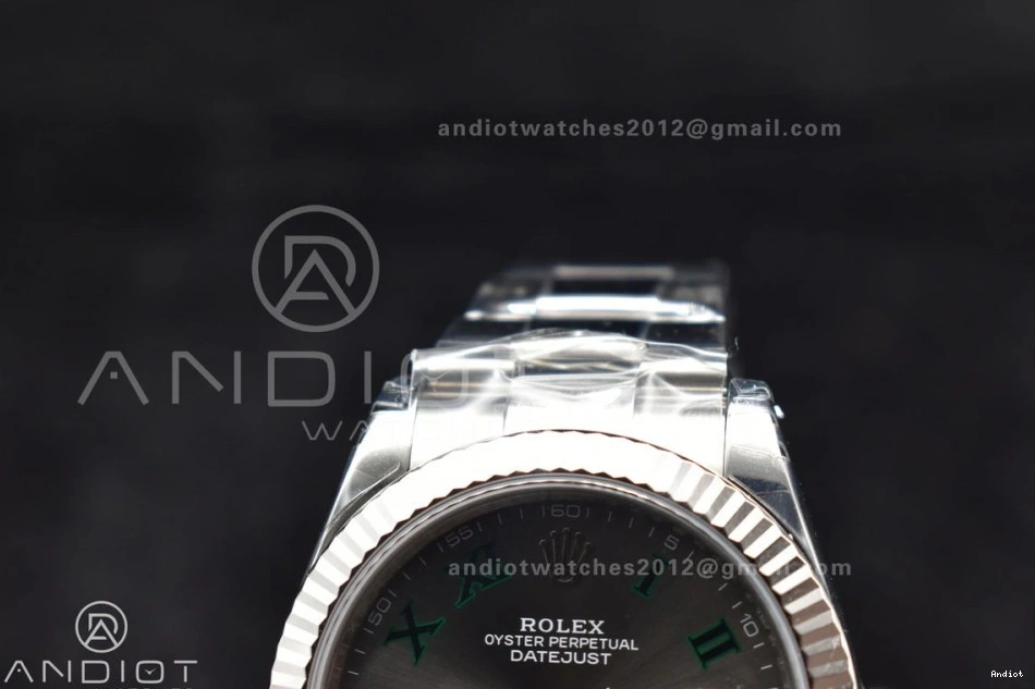 DateJust 904L Gray Dial Green Oyster SS Best 1:1 on VSF Roman 41 Bracelet VS3235 Edition 126330 1113